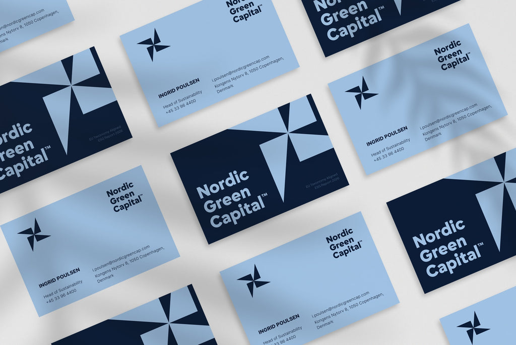Nordic Green Capital business card – front and back view – nordic typography 300gsm matte finish