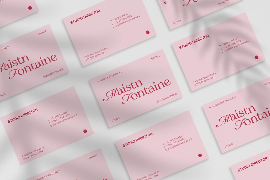 Rose Edition business card – front and back view – elegant typography 300gsm matte finish