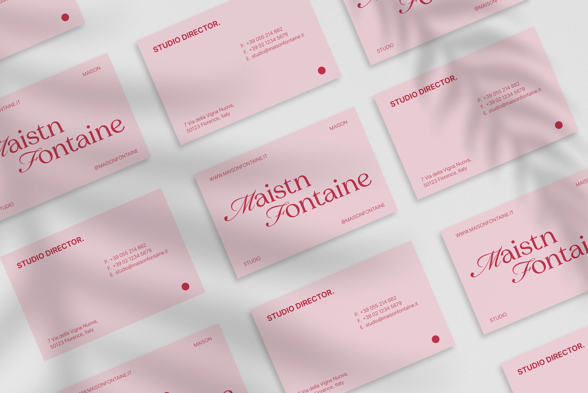 Rose Edition business card – front and back view – elegant typography 300gsm matte finish
