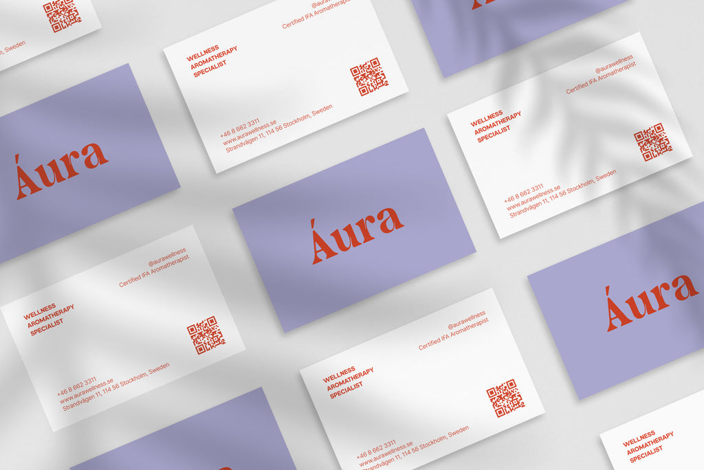 Lavender Mood business card – front and back view – soft typography 300gsm matte finish