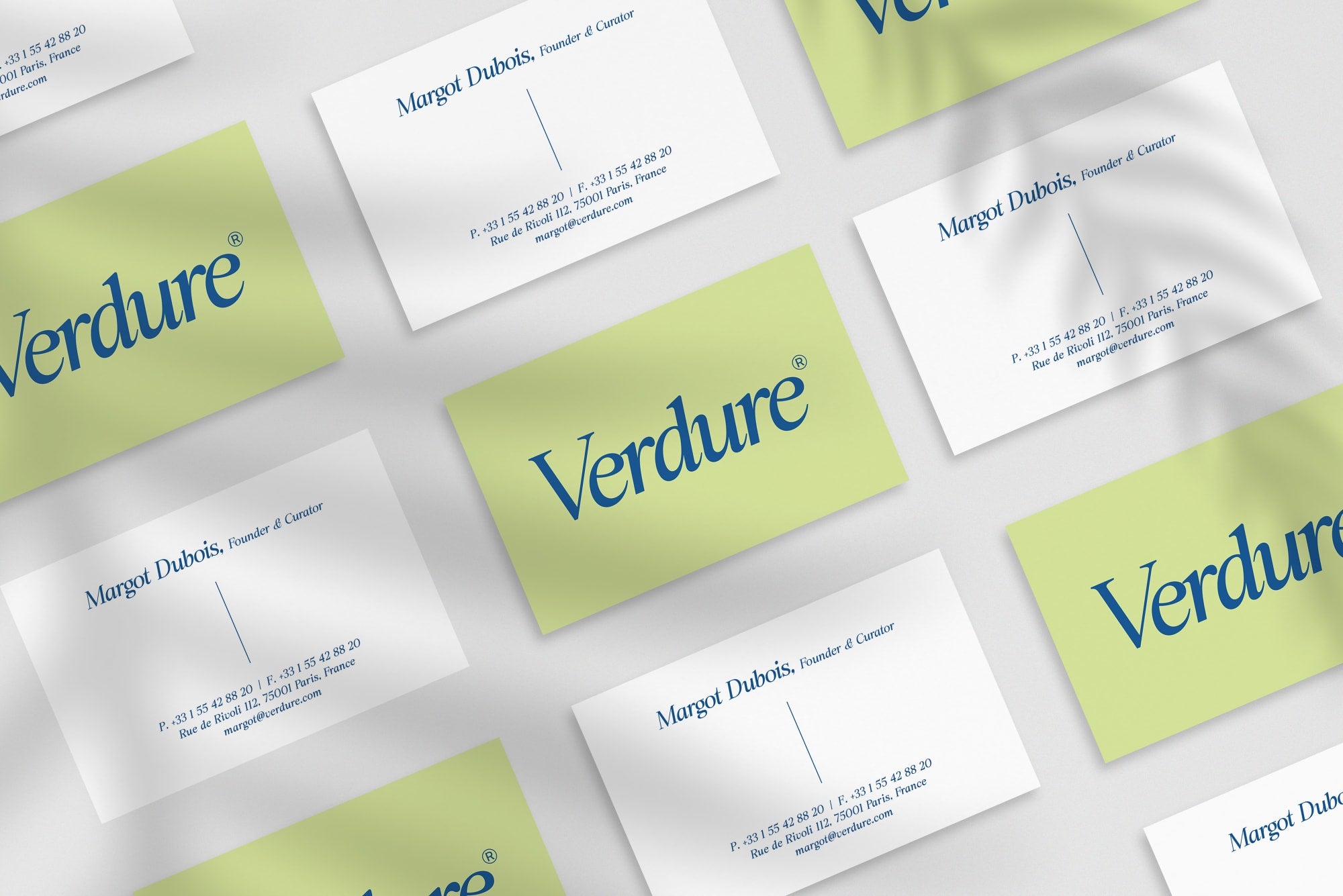Green Beauty business card – front and back view – organic typography 300gsm matte finish