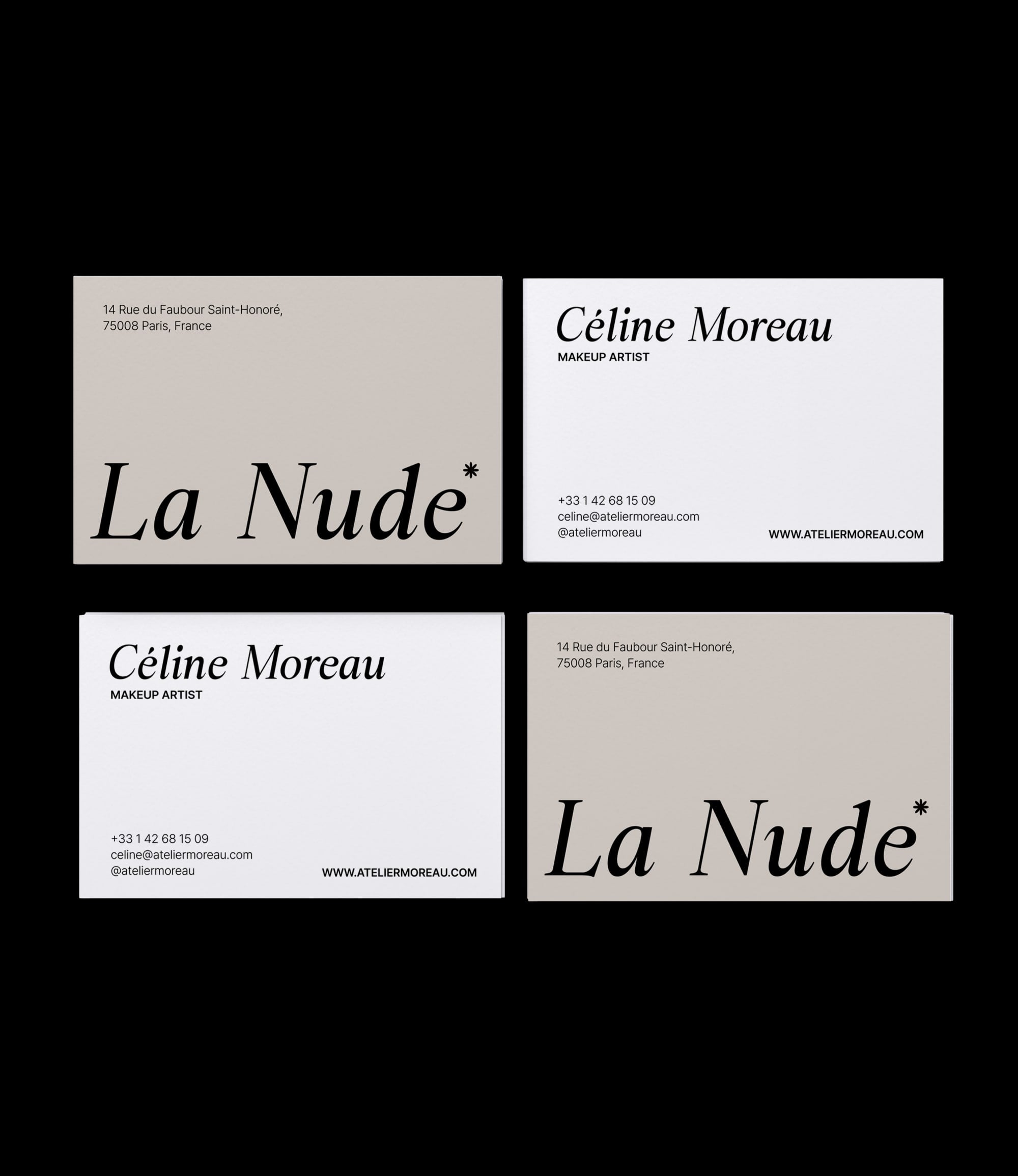 Custom printed makeup artist business card – minimalist design – semi-custom service