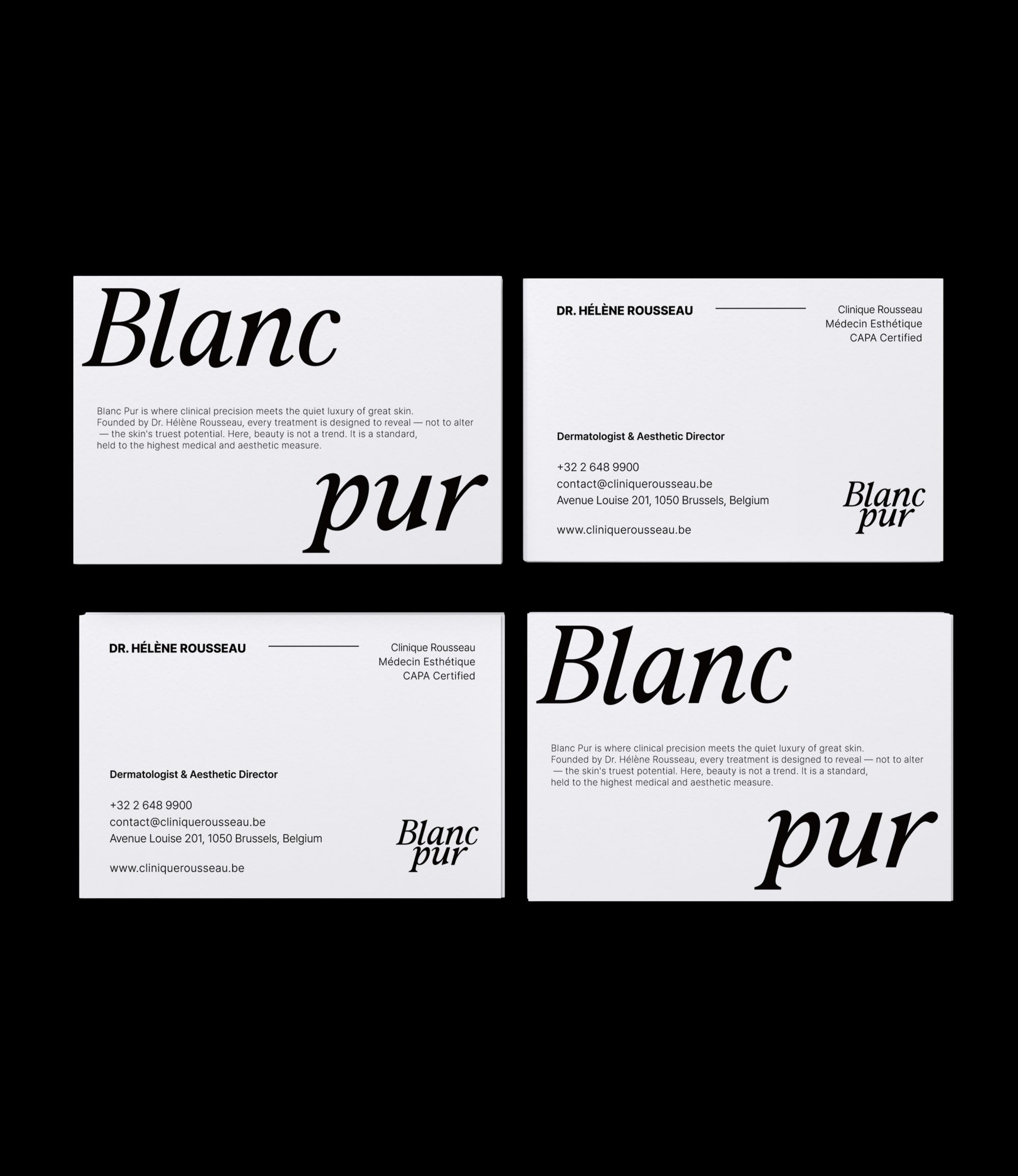Custom printed aesthetic clinic business card – luxury design – semi-custom service