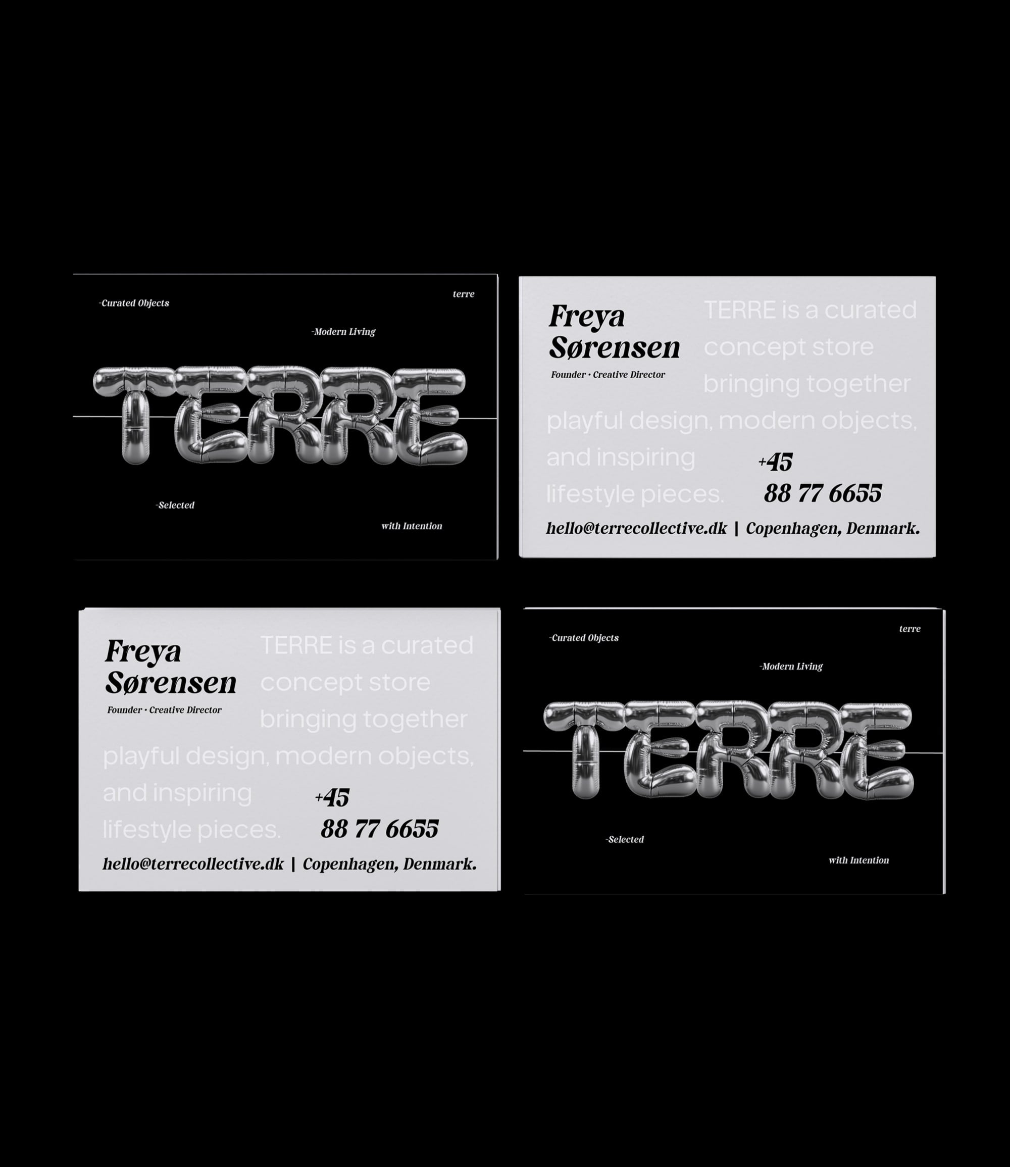 Custom printed concept store business card – earthy design – semi-custom service
