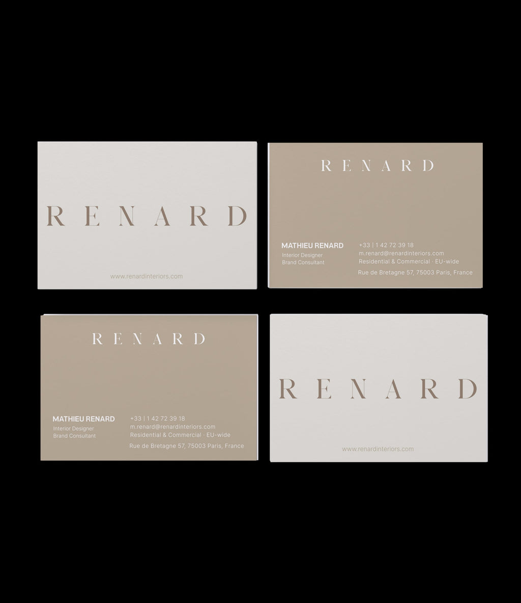 Custom printed interior designer business card – sophisticated design – semi-custom service