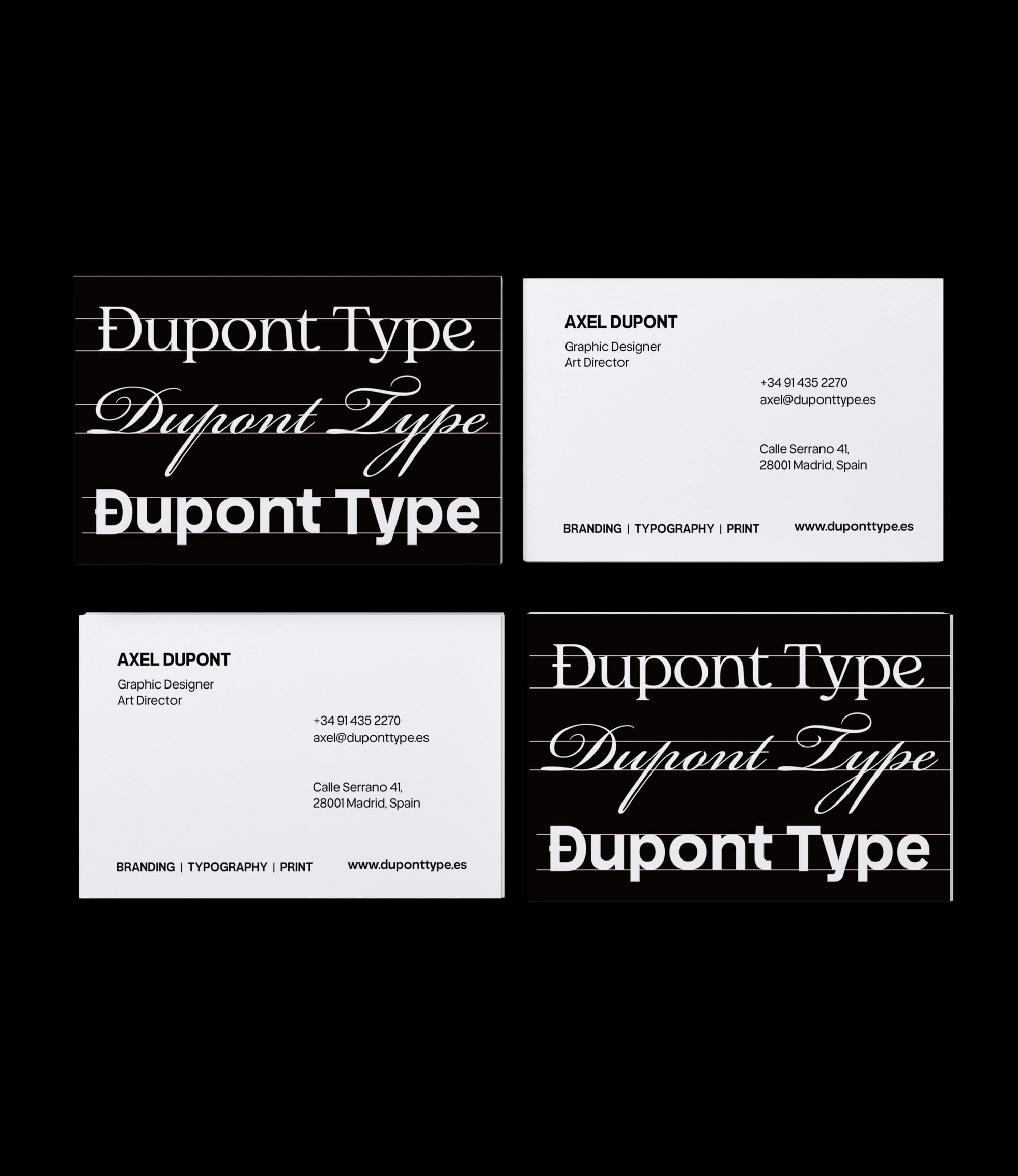 Custom printed graphic designer business card – typographic design – semi-custom service