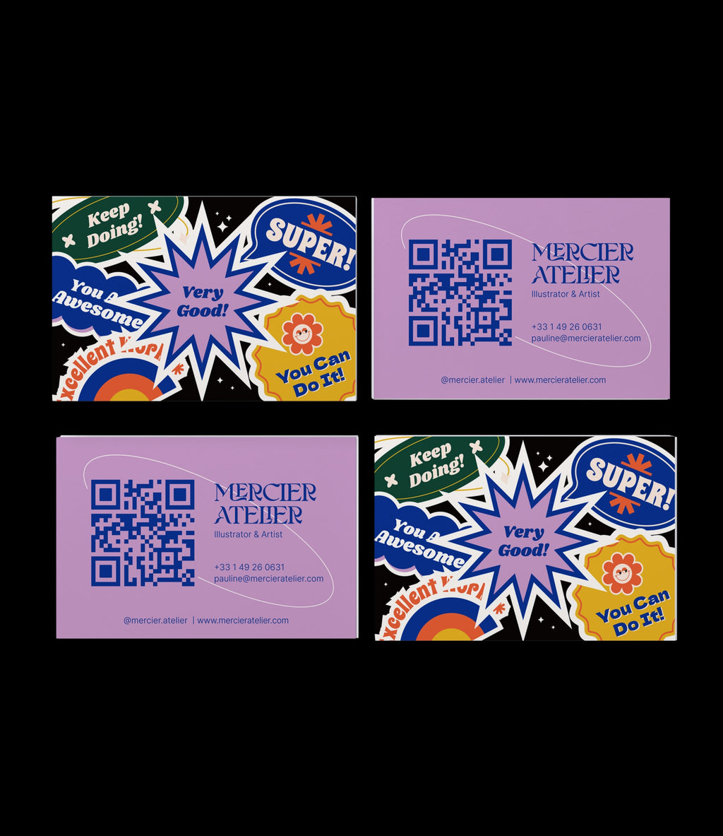 Custom printed illustrator artist business card – artistic design – semi-custom service
