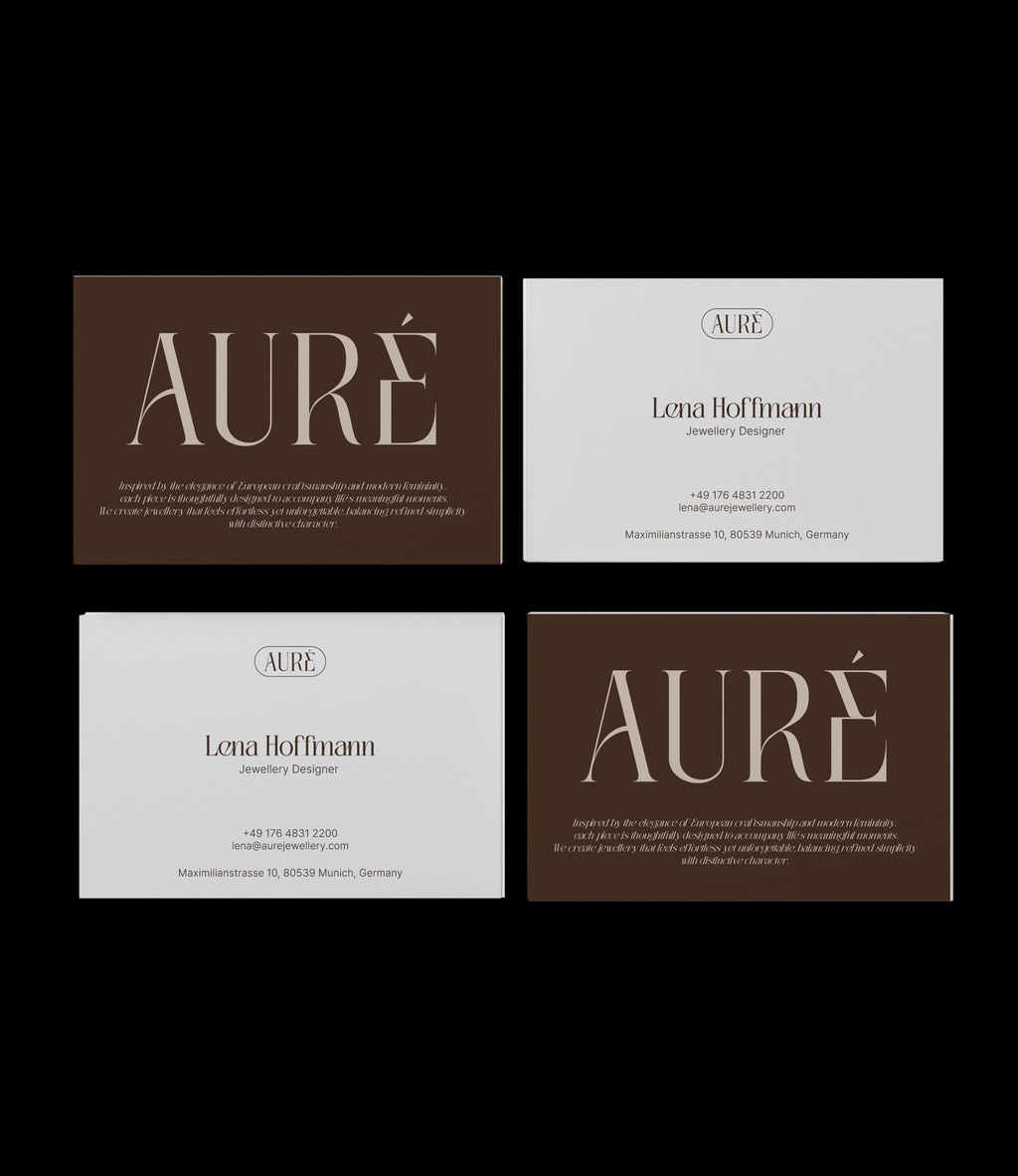 Custom printed jewellery designer business card – refined design – semi-custom service
