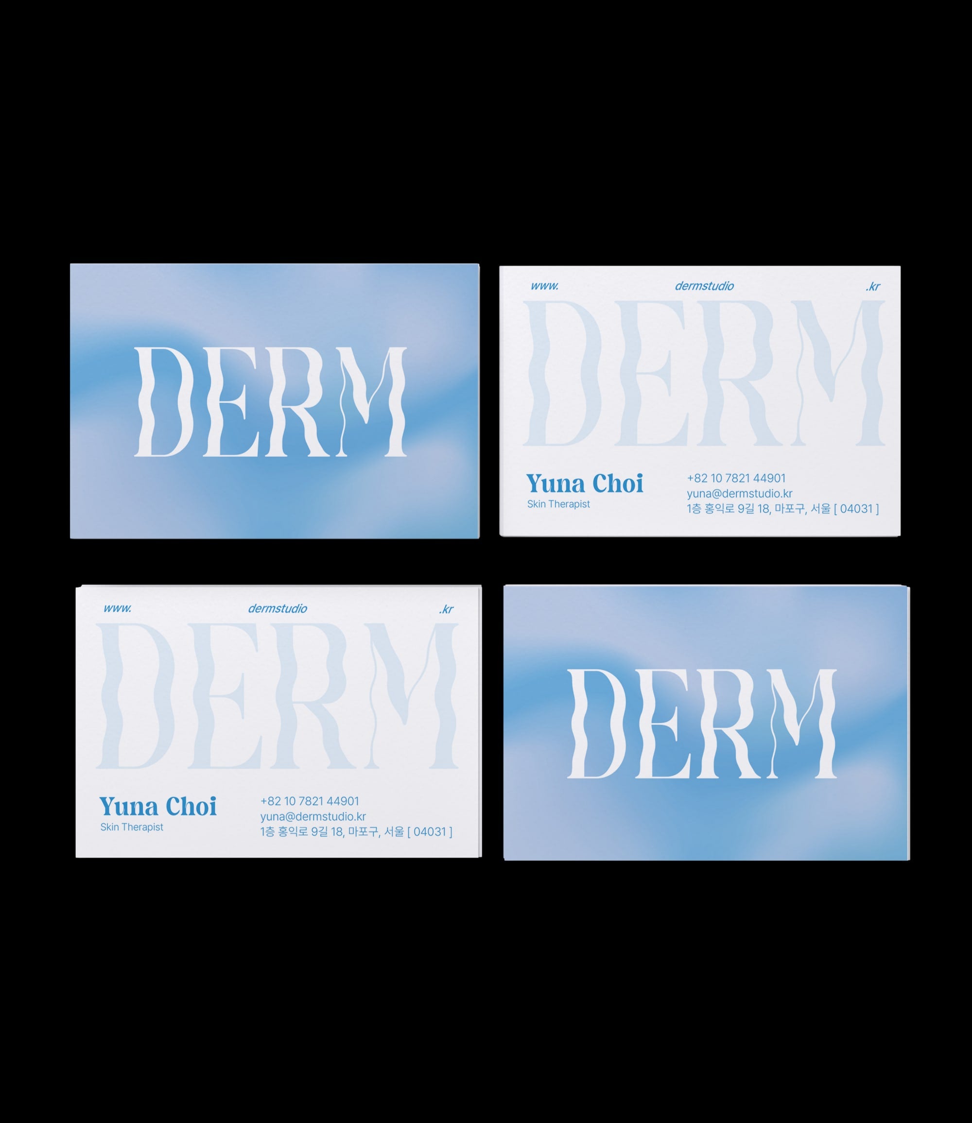 Custom printed skin therapist business card – aqua semi-custom design – worldwide shipping