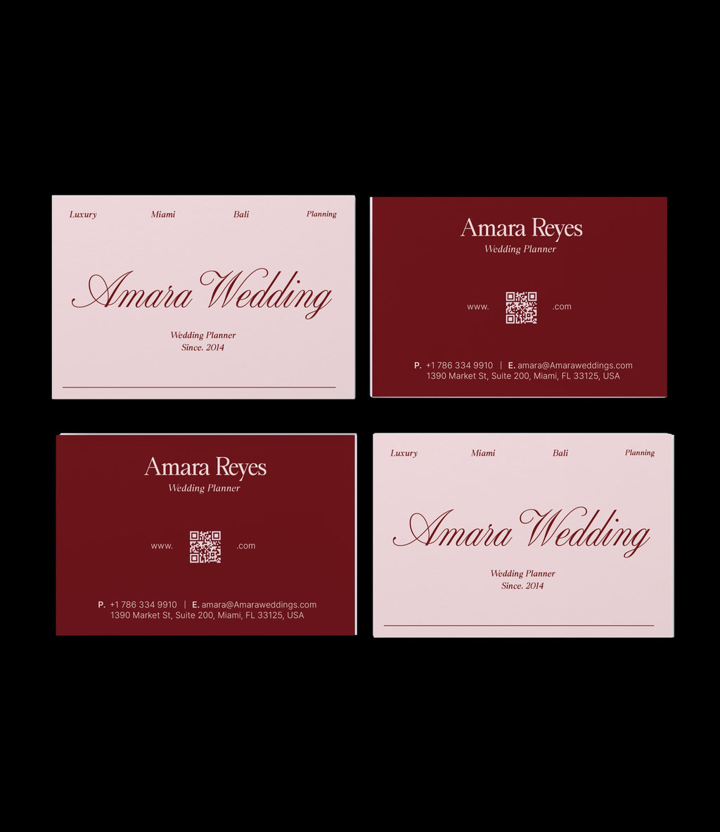 Custom printed wedding planner business card – romantic semi-custom design – worldwide shipping
