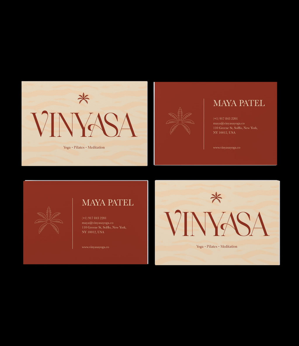 Custom printed yoga instructor business card – earthy semi-custom design – worldwide shipping