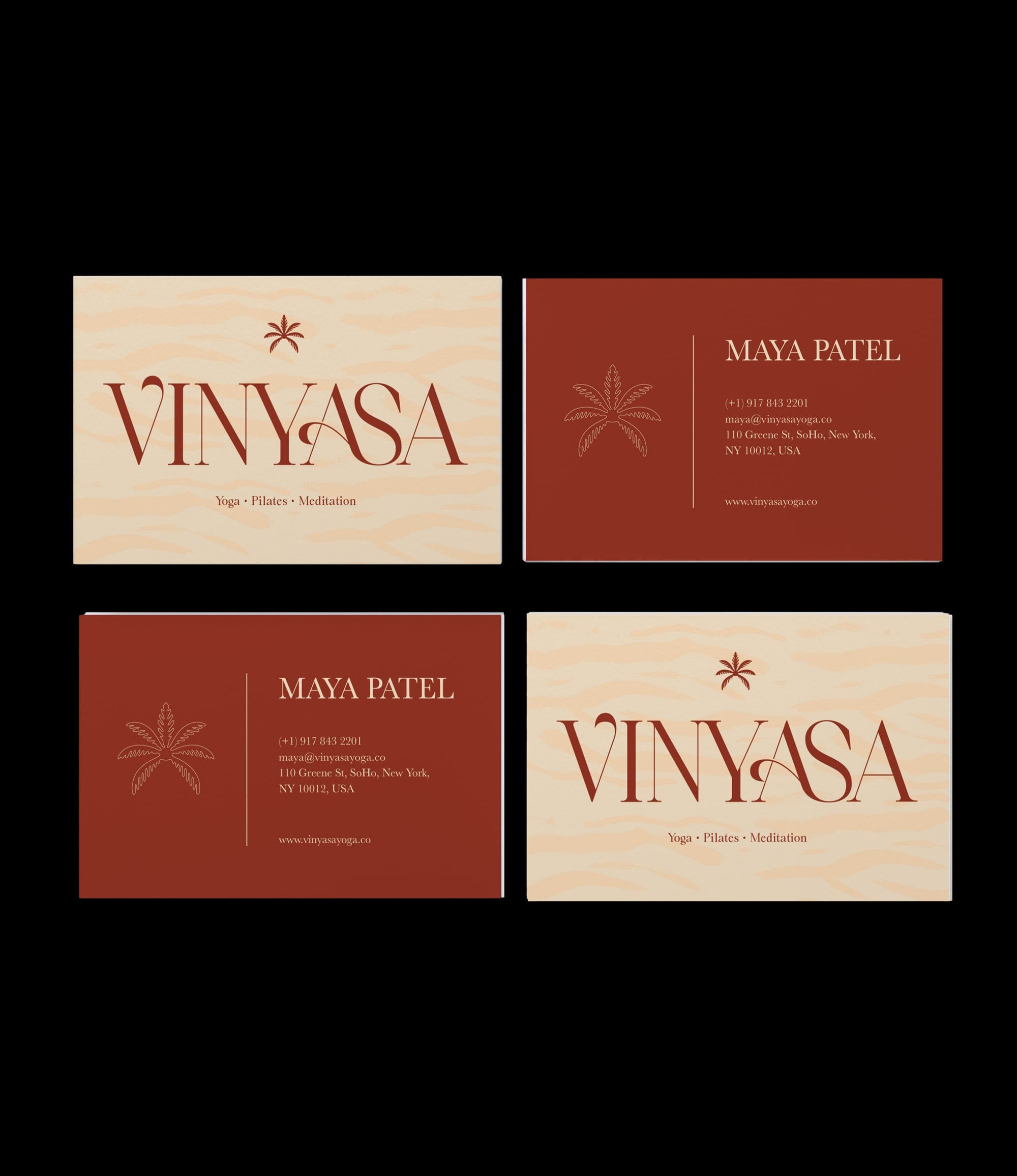 Custom printed yoga instructor business card – earthy semi-custom design – worldwide shipping