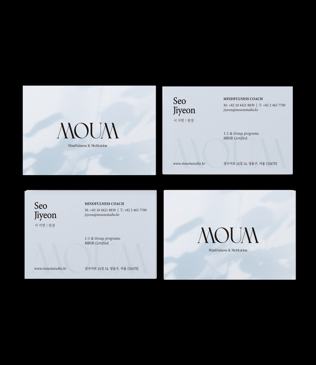 Custom printed mindfulness coach business card – misty blue semi-custom design – worldwide shipping