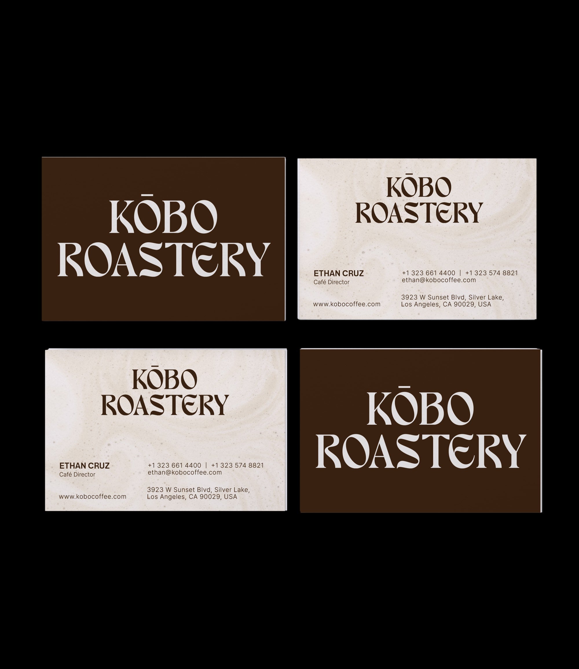 Custom printed café director business card – espresso brown semi-custom design – worldwide shipping