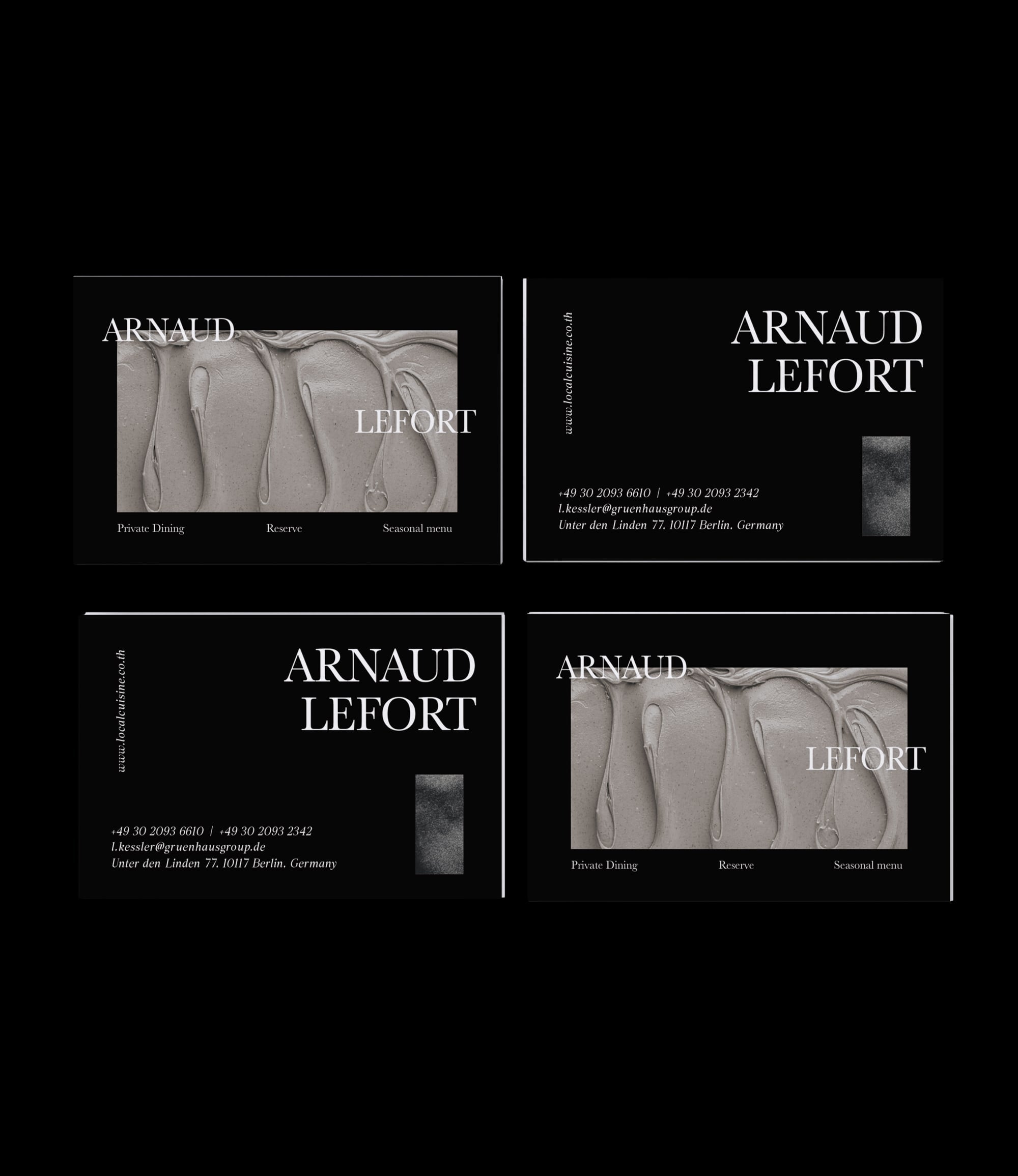 Custom printed executive chef business card – dark editorial semi-custom design – worldwide shipping