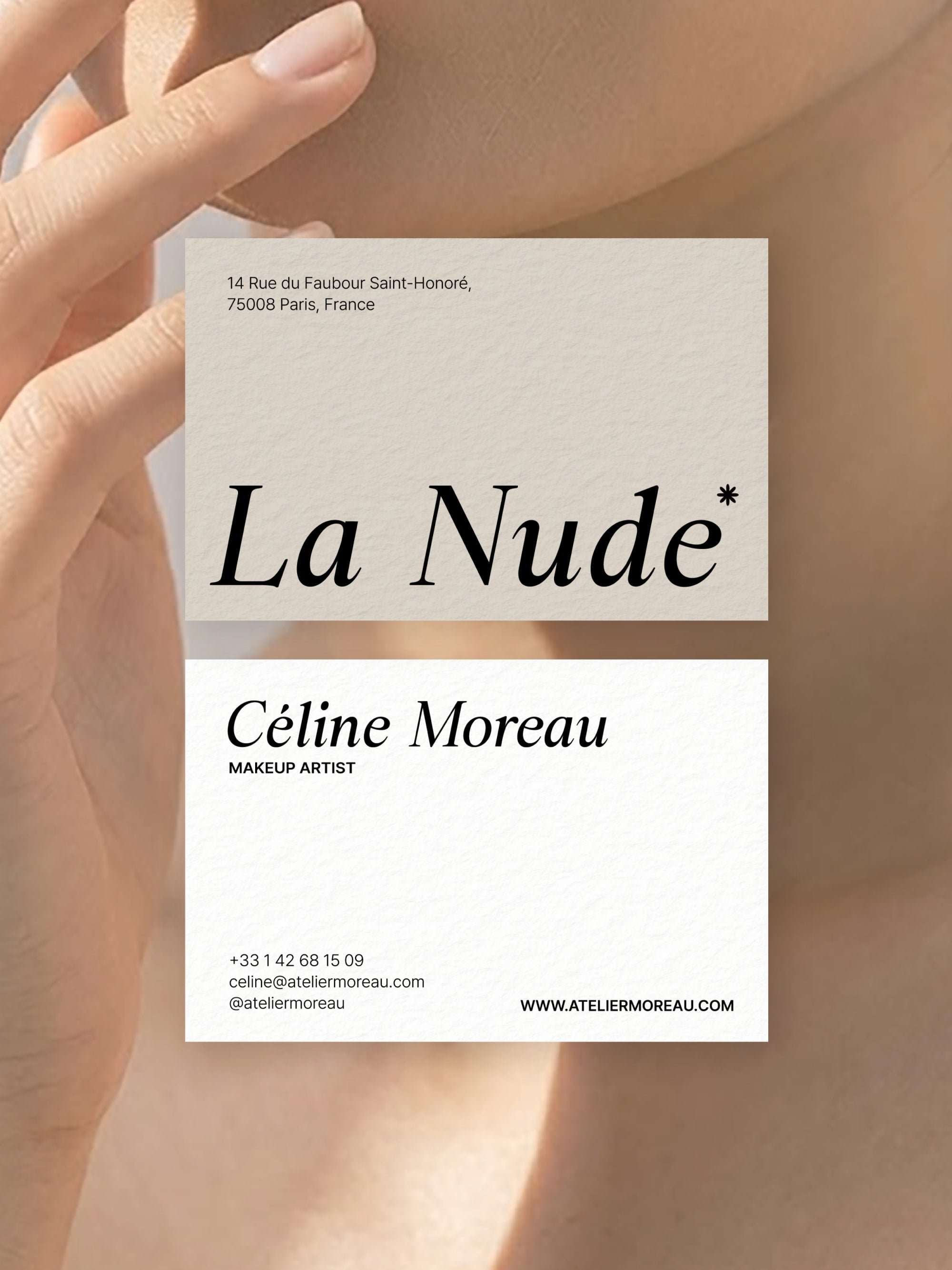 Makeup Artist business card – La Nude minimalist design – printed 300gsm matte cardstock
