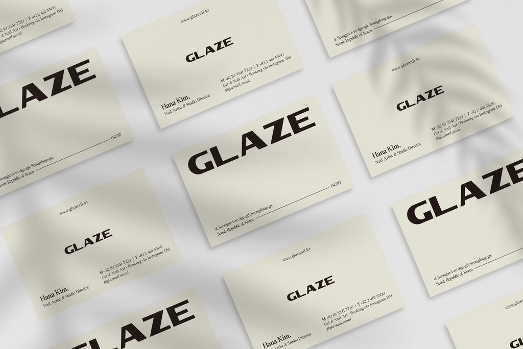 Glaze business card – front and back view – glossy design 300gsm matte finish