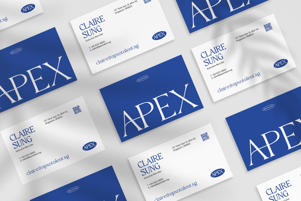 Apex business card – front and back view – corporate design 300gsm matte finish