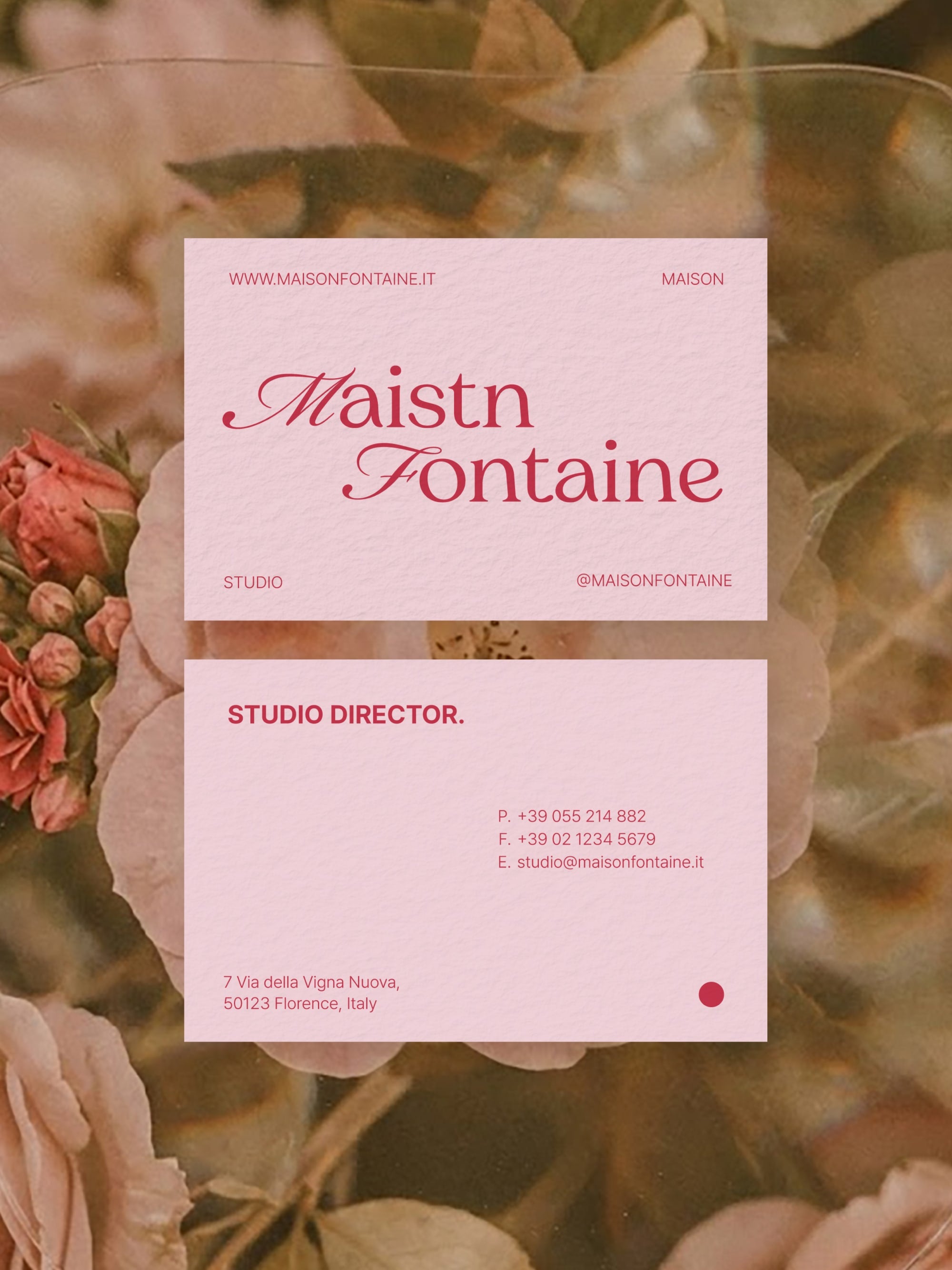 Beauty Studio Director business card – Rose Edition elegant design – printed 300gsm matte cardstock
