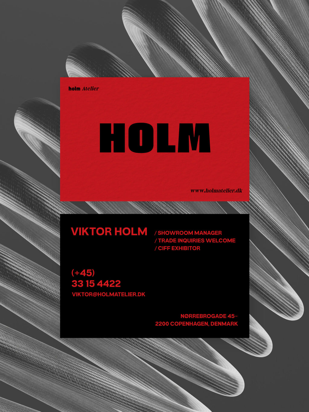 Fashion Showroom business card – Holm Atelier editorial design – printed 300gsm matte cardstock