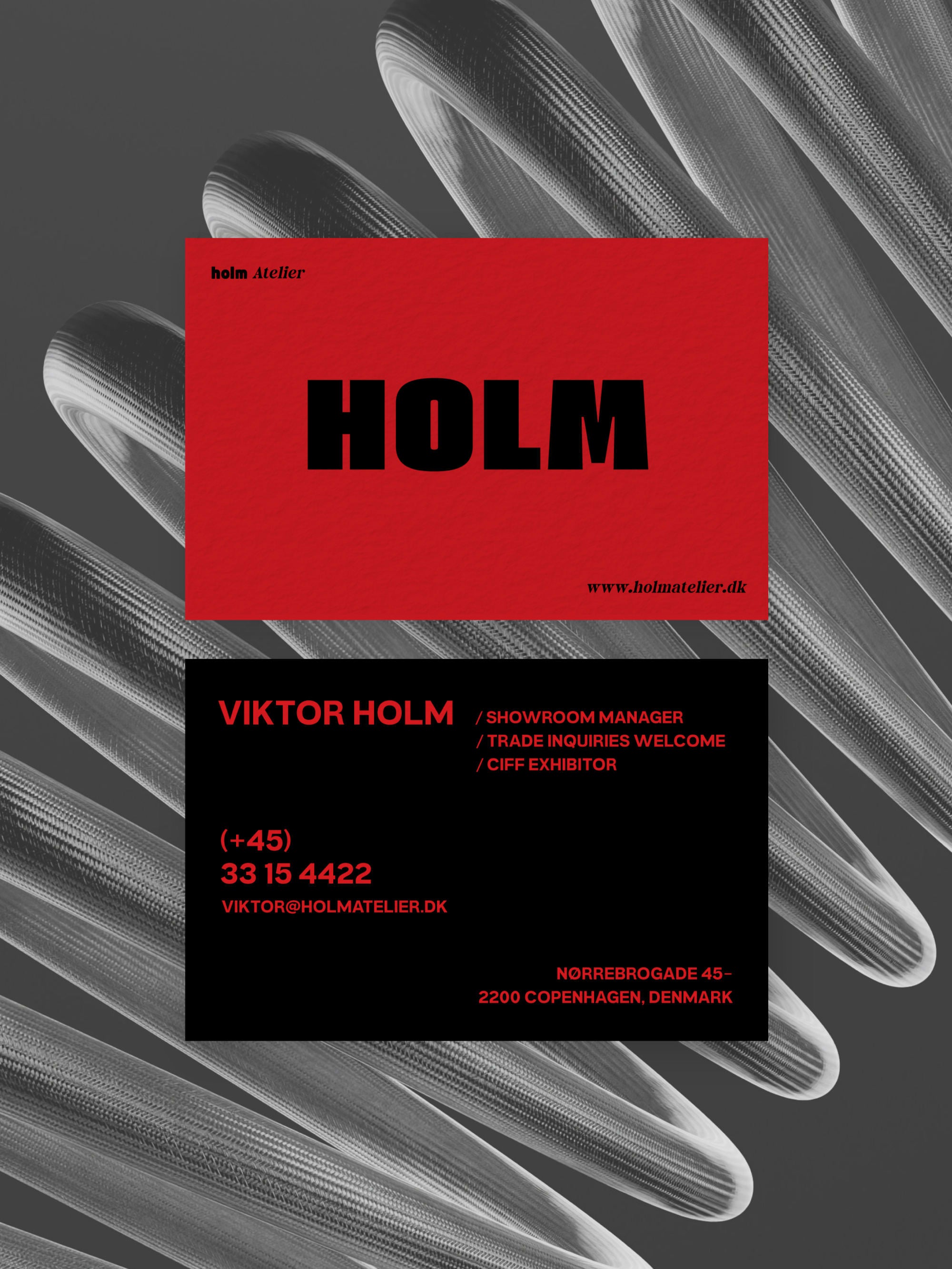 Fashion Showroom business card – Holm Atelier editorial design – printed 300gsm matte cardstock