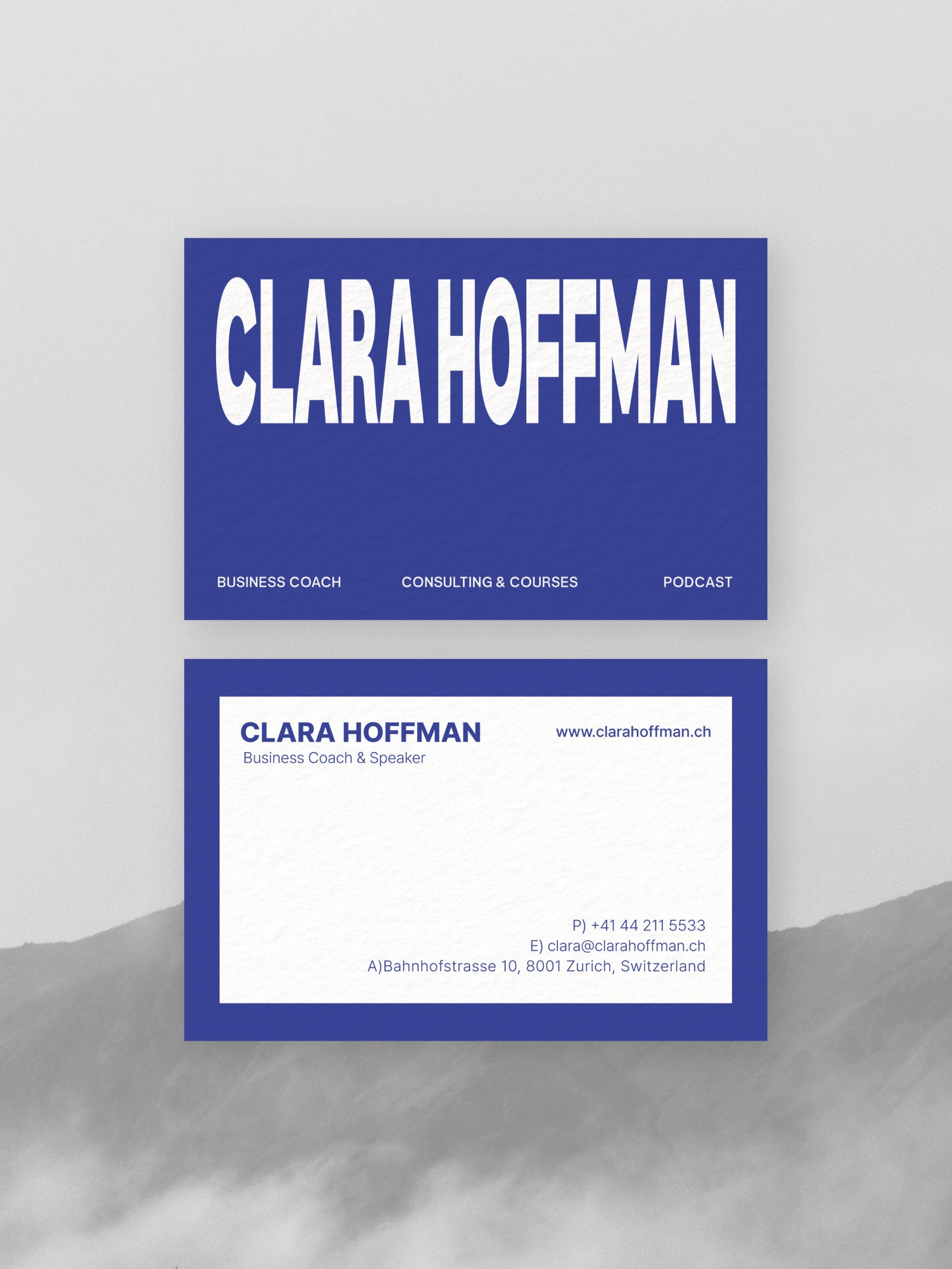 Business Coach business card – Clara Hoffman clean design – printed 300gsm matte cardstock