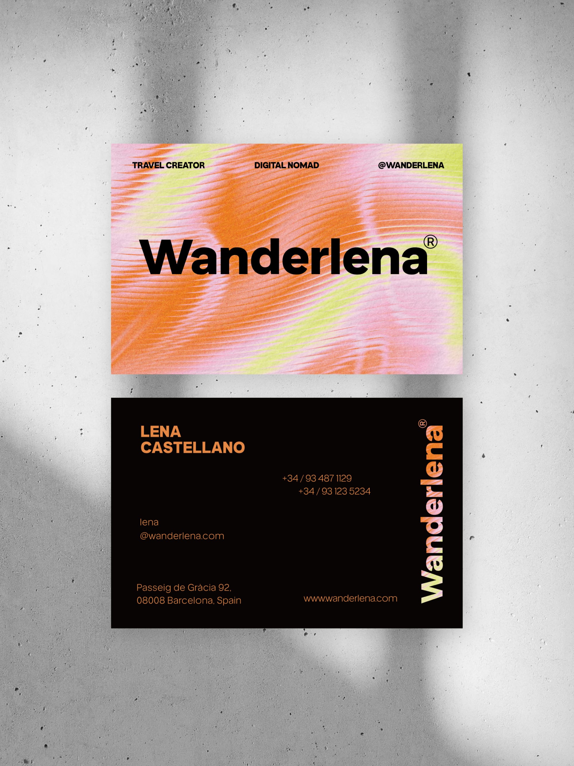 Travel Creator business card – Wanderlena wanderlust design – printed 300gsm matte cardstock