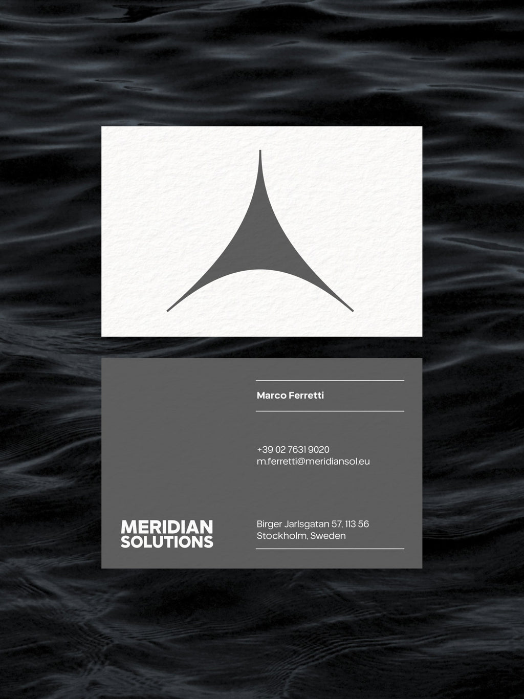 B2B Corporate business card – Meridian Solutions formal design – printed 300gsm matte cardstock