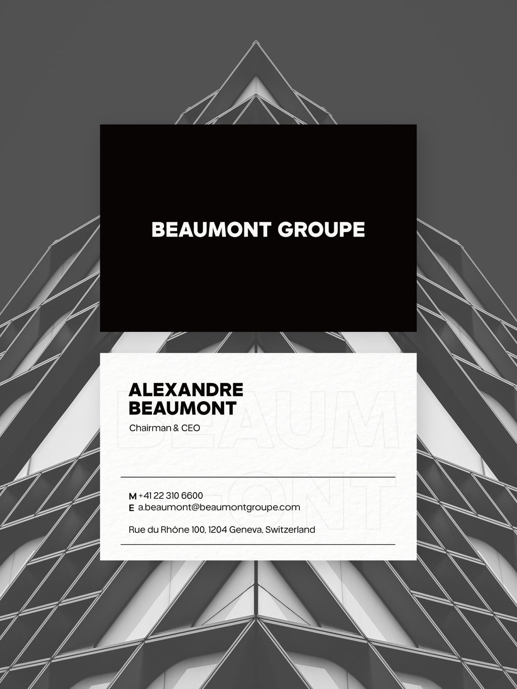 CEO Executive business card – Beaumont Groupe prestige design – printed 300gsm matte cardstock