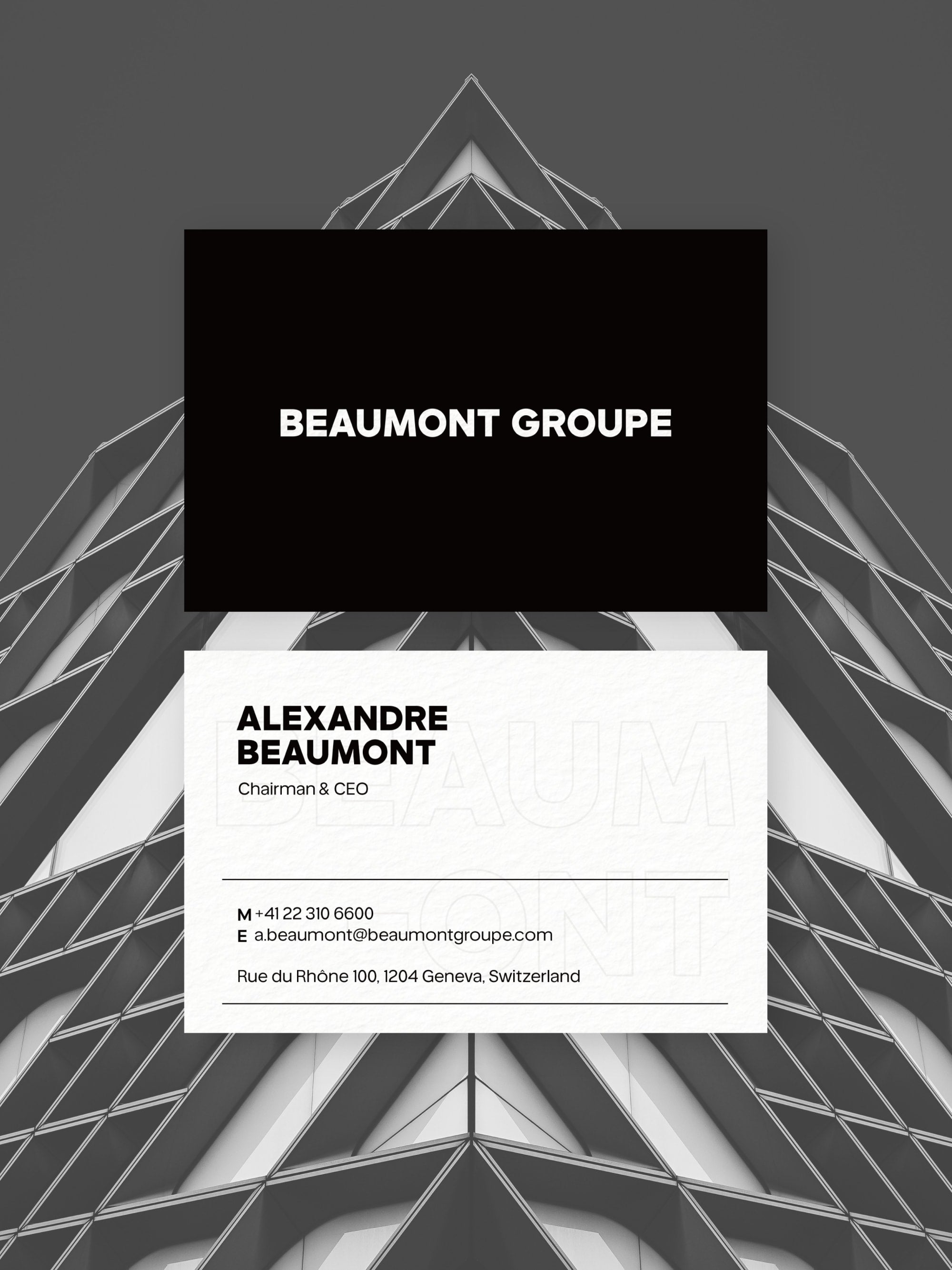 CEO Executive business card – Beaumont Groupe prestige design – printed 300gsm matte cardstock