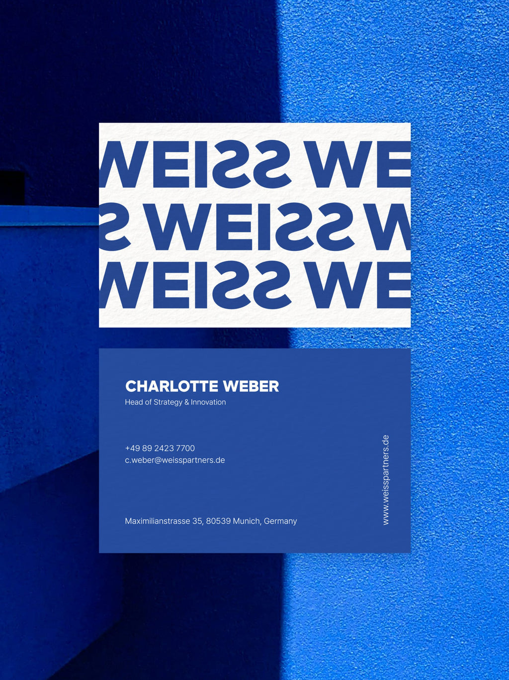 Strategy Consulting business card – Weiss Partners sharp design – printed 300gsm matte cardstock