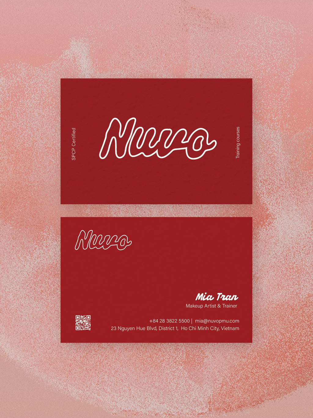 Permanent Makeup Artist business card – Nuvo rose gold design – printed 300gsm matte cardstock