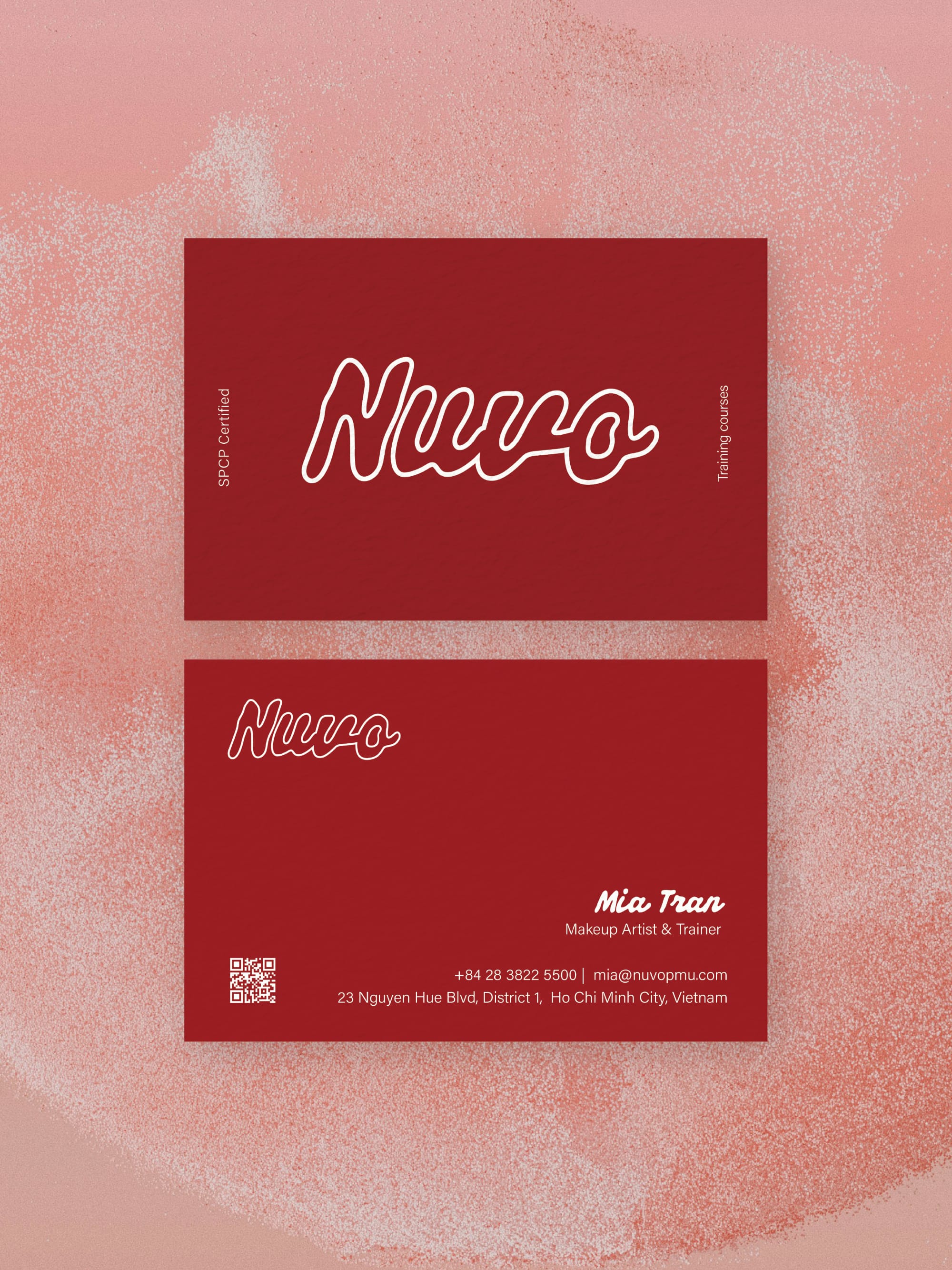 Permanent Makeup Artist business card – Nuvo rose gold design – printed 300gsm matte cardstock