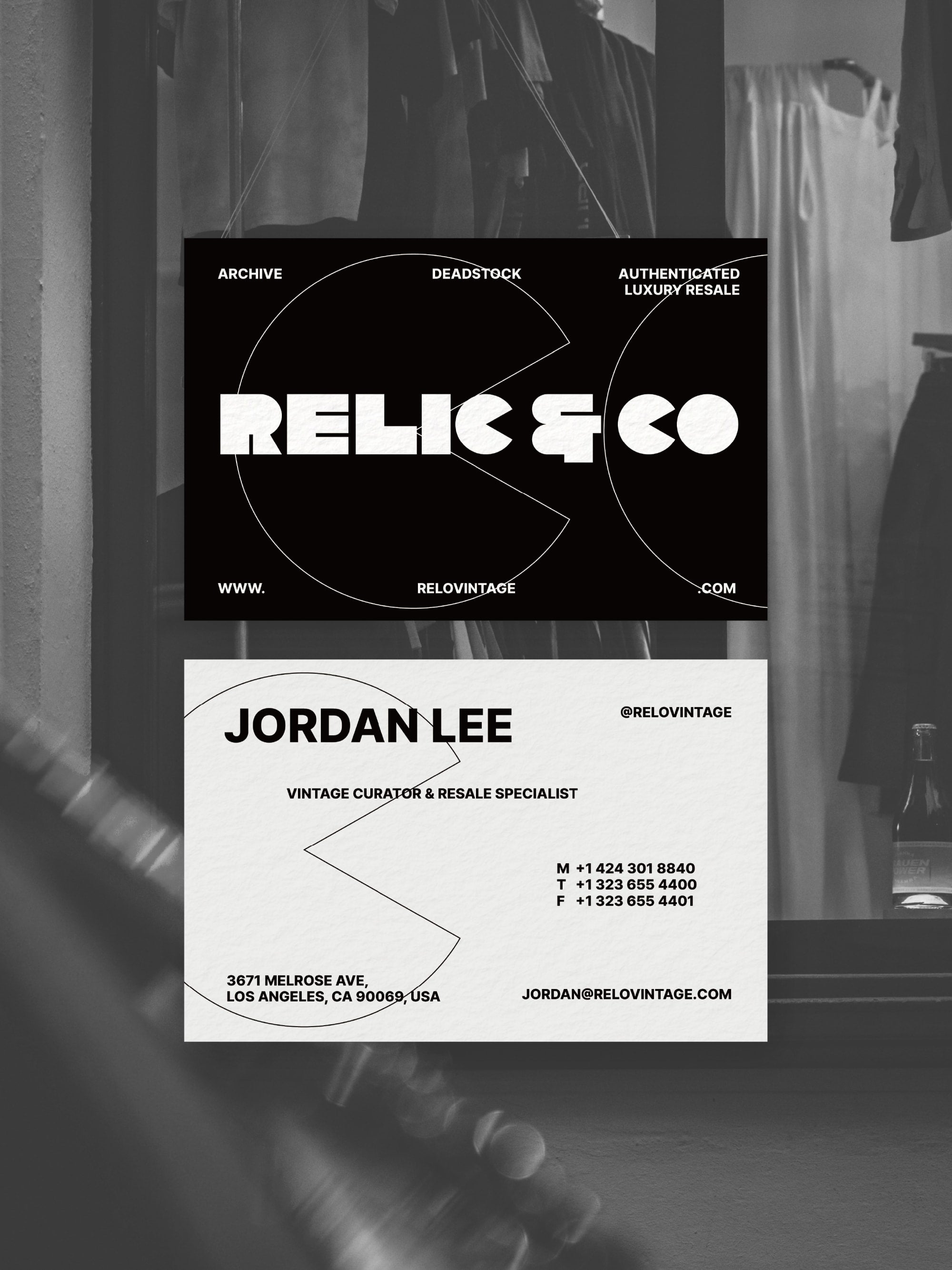Vintage Curator business card – Relic & Co retro design – printed 300gsm matte cardstock