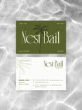 Airbnb Superhost business card – Nest Bali tropical design – printed 300gsm matte cardstock