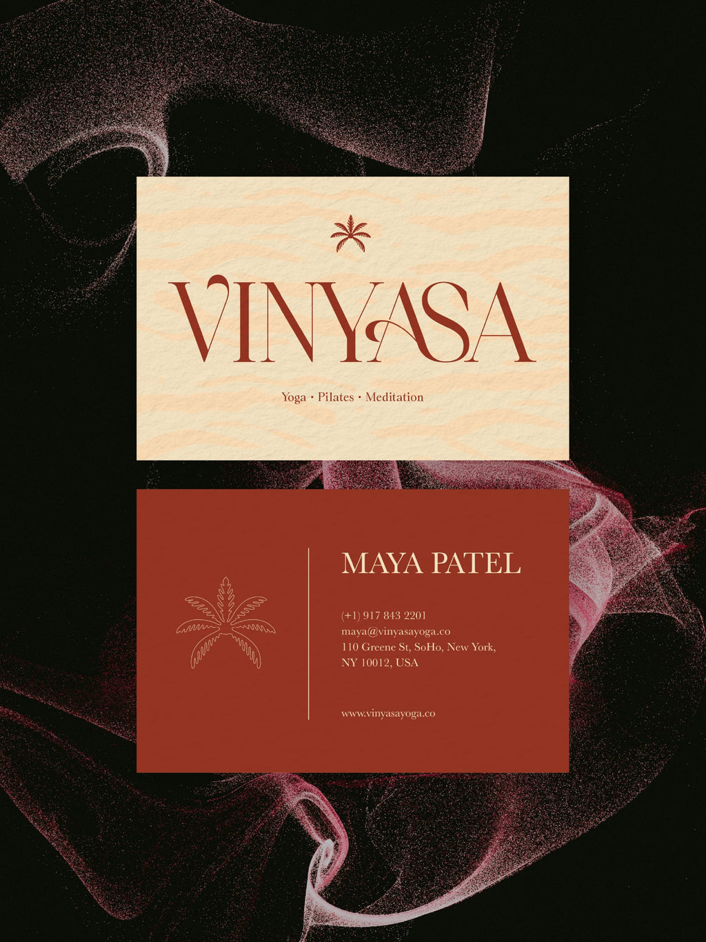 Yoga Instructor business card – Vinyasa earthy design – printed 300gsm matte cardstock